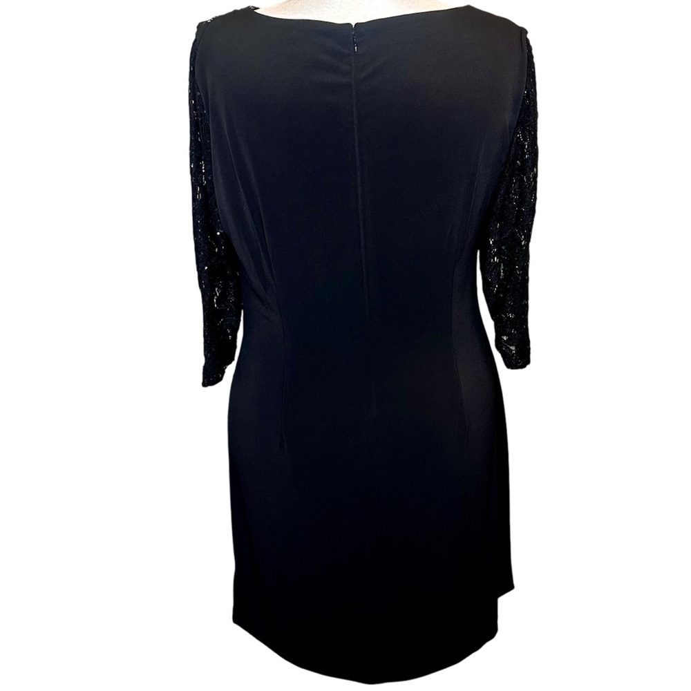Tahari ASL Black Lace Cocktail Dress with Side Ruching Plus Size 14W - Picture 6 of 12